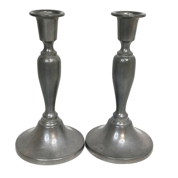 Pair Of Preisner Pewter Candlesticks Taper Candle Holders Vintage 6" - Picture 1 of 11